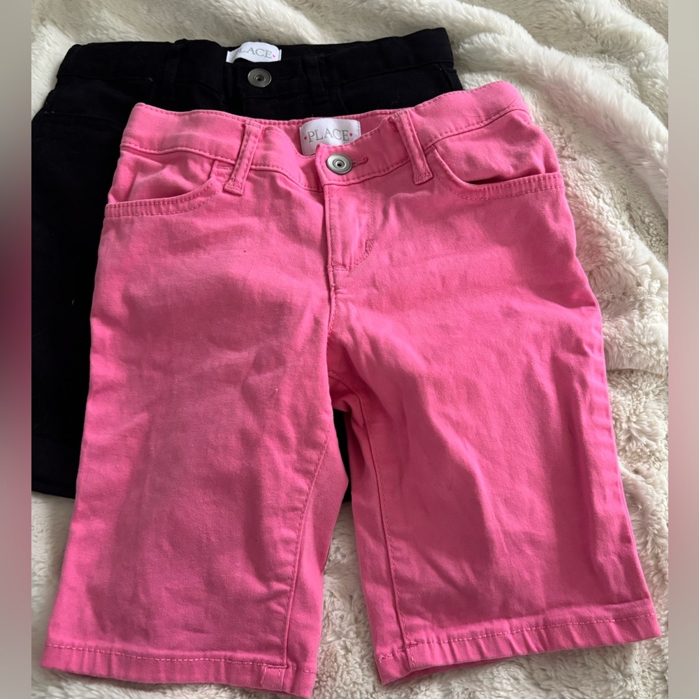 Children’s Place Girl’s Pink & Black Bermuda Shorts Set, Size 6